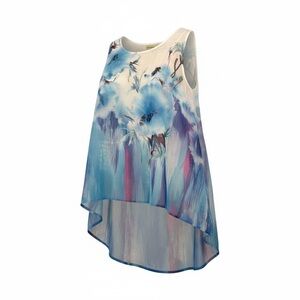 Seventh Avenue Blue Floral High-Low Sleeveless Blouse – Size L